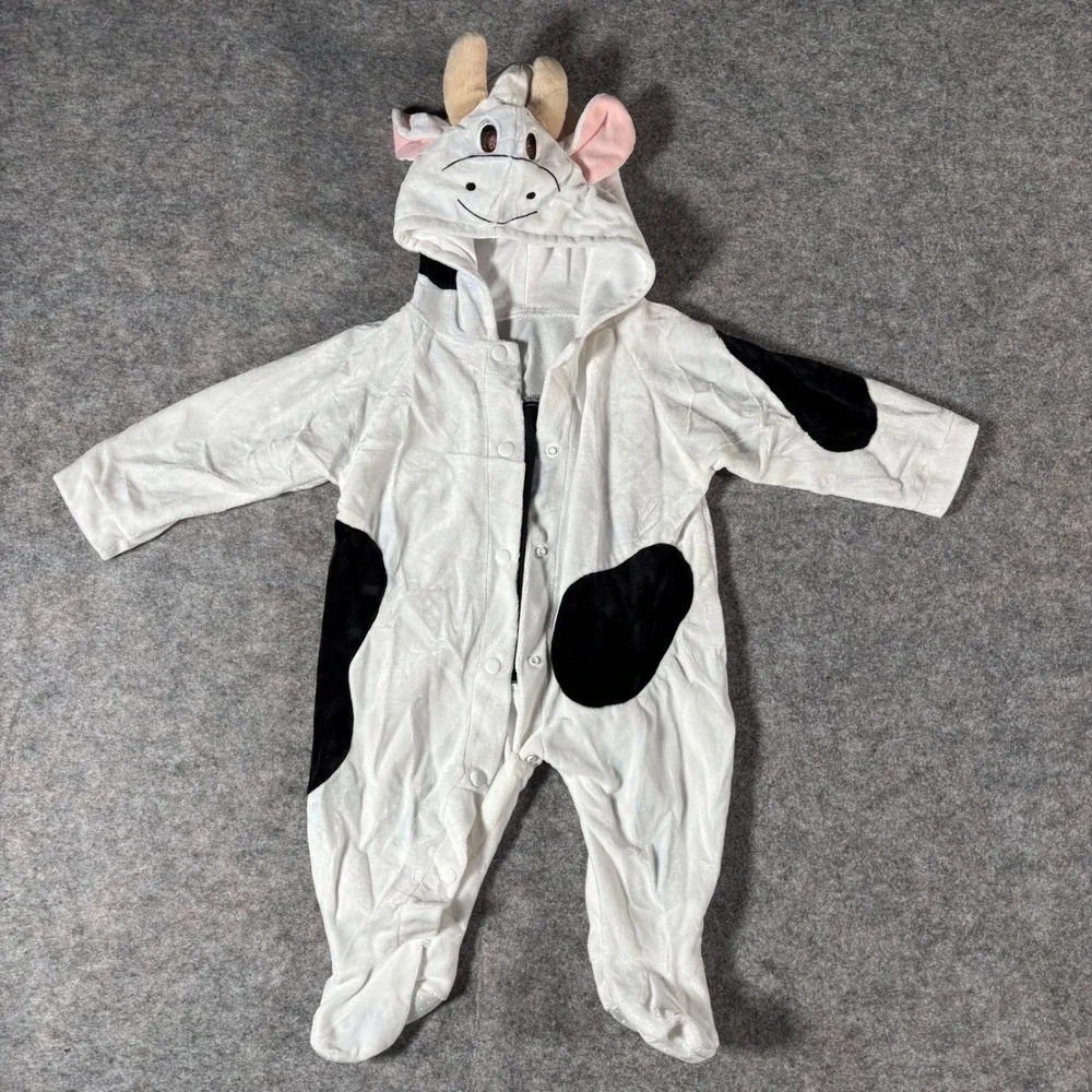 Baby Toddler‎ Cow Costume Jumpsuit Hooded Footie Pajamas Halloween Outfit
